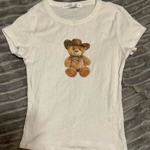 Adorable White Teddy Bear cropped tee
